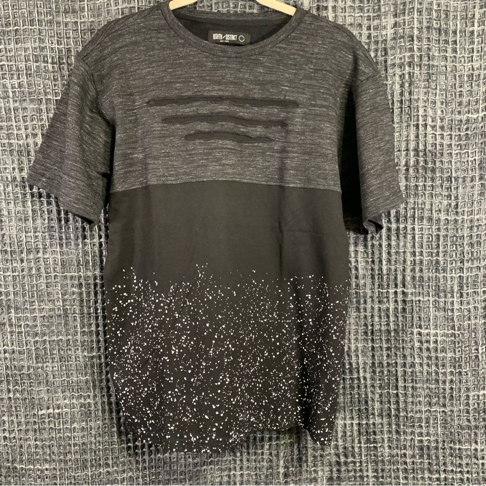 8IGHTH DSTRKT Men's Urban Wear Black and Gray Pullover Shirt Small #513